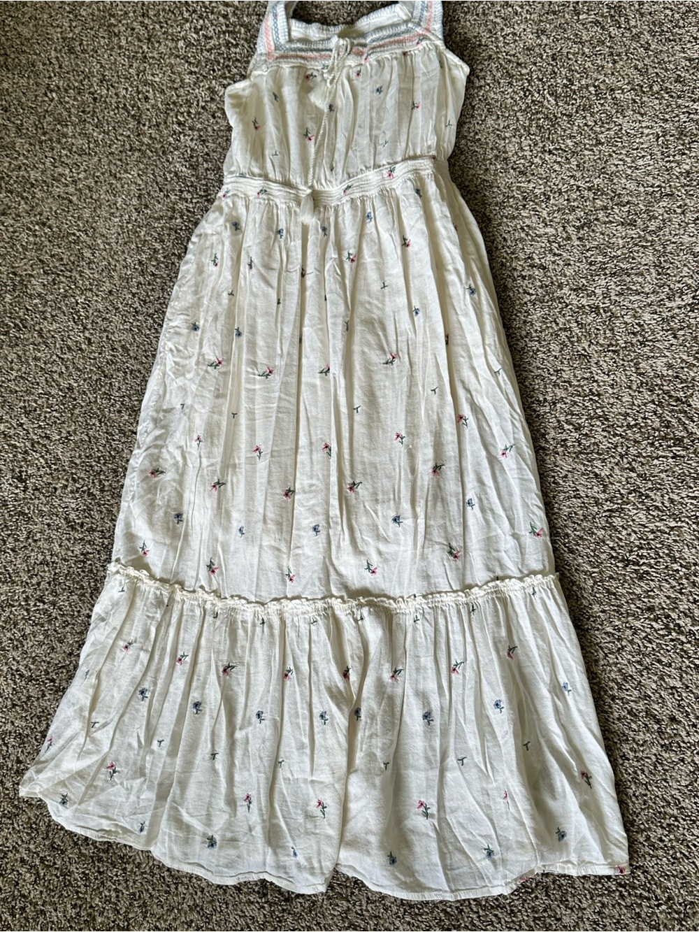 Old Navy Embroidered Floral Maxi Dress - Cream & Pink/Blue - Size XS